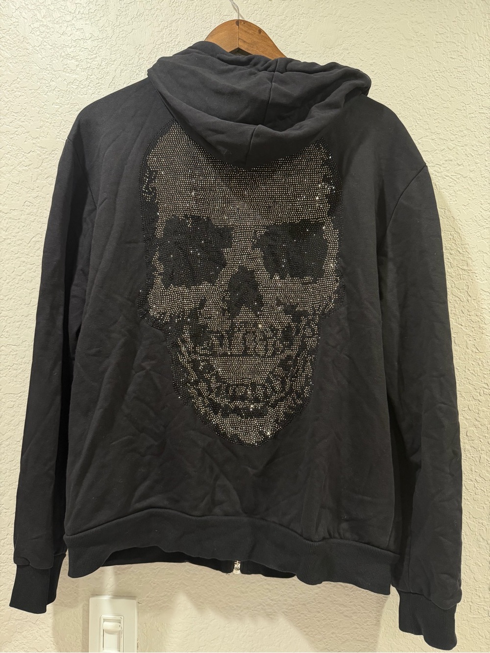 Philipp Plein Jeweled Studded Skull Hoodie Sweatshirt Size XXL